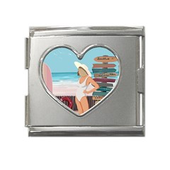 Vacation On The Ocean Mega Link Heart Italian Charm (18mm) by SychEva