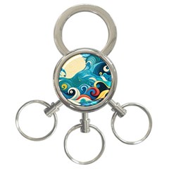 Waves Ocean Sea Abstract Whimsical (2) 3-ring Key Chain