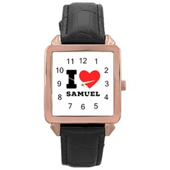 I Love Samuel Rose Gold Leather Watch 