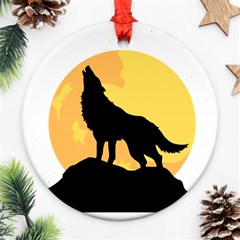 Wolf Wild Animal Night Moon Ornament (round)