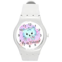 Cat Valentine-s Day Valentine Round Plastic Sport Watch (m) by Semog4