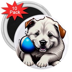 Dog Animal Pet Puppy Pooch 3  Magnets (10 Pack)  by Semog4