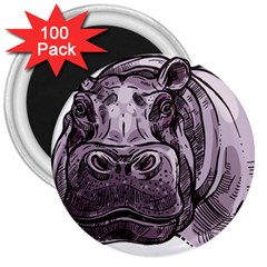 Hippopotamus Animal Wildlife Hippo 3  Magnets (100 Pack) by Semog4