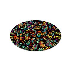 Cartoon Monster Pattern Abstract Background Sticker Oval (100 Pack)