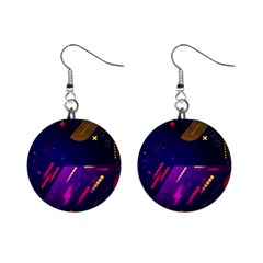 Colorful Abstract Background Creative Digital Art Colorful Geometric Artwork Mini Button Earrings by Semog4