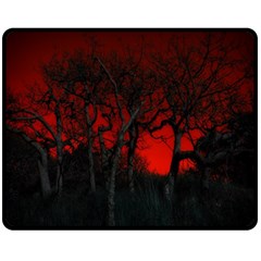 Dark Forest Jungle Plant Black Red Tree Two Sides Fleece Blanket (medium)