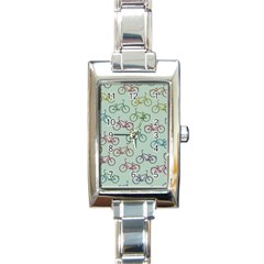 Bicycle Bikes Pattern Ride Wheel Cycle Icon Rectangle Italian Charm Watch by Jancukart