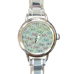 Bicycle Bikes Pattern Ride Wheel Cycle Icon Round Italian Charm Watch by Jancukart