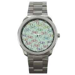 Bicycle Bikes Pattern Ride Wheel Cycle Icon Sport Metal Watch by Jancukart