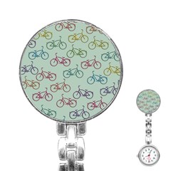 Bicycle Bikes Pattern Ride Wheel Cycle Icon Stainless Steel Nurses Watch by Jancukart