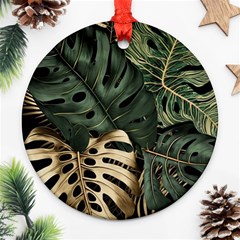 Tropical Leaves Foliage Monstera Nature Home Art Ornament (round)