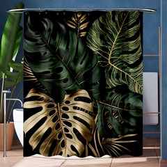 Tropical Leaves Foliage Monstera Nature Home Art Shower Curtain 60  X 72  (medium) 