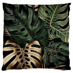 Tropical Leaves Foliage Monstera Nature Home Art Standard Premium Plush Fleece Cushion Case (one Side) by Jancukart