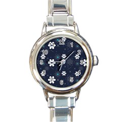 Flowers Pattern Pattern Flower Texture Round Italian Charm Watch