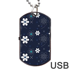 Flowers Pattern Pattern Flower Texture Dog Tag Usb Flash (two Sides)