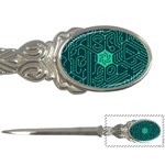 Circuit Hexagonal Geometric Pattern Background Green Letter Opener Front