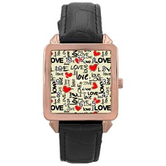 Love Abstract Background Textures Creative Grunge Rose Gold Leather Watch 