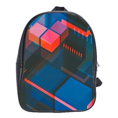 Minimalist Abstract Shaping  Abstract Digital Art School Bag (xl)