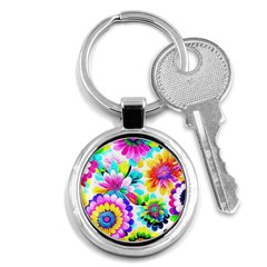 Flower Floral Flora Dais Rose Key Chain (round)