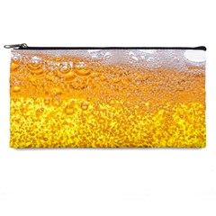 Texture Pattern Macro Glass Of Beer Foam White Yellow Bubble Pencil Case by Semog4