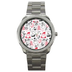 Christmas Themed Seamless Pattern Sport Metal Watch by Semog4