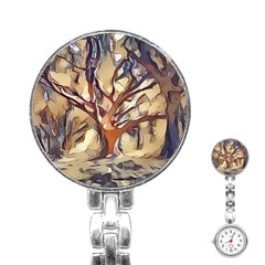 Tree Forest Woods Nature Landscape Stainless Steel Nurses Watch by Semog4