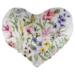 bunch of flowers Large 19  Premium Flano Heart Shape Cushions Back