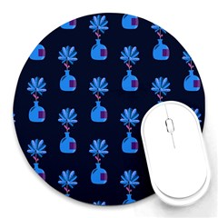 Flower Vase Pattern Round Mousepad