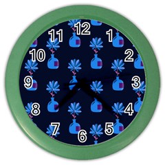 Flower Vase Pattern Color Wall Clock by Ravend