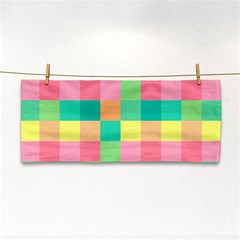 Checkerboard-pastel-squares- Hand Towel by Semog4