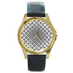 Background-pattern-halftone-- Round Gold Metal Watch