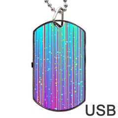 Blue Magenta Speckles Line Dog Tag Usb Flash (one Side) by Semog4