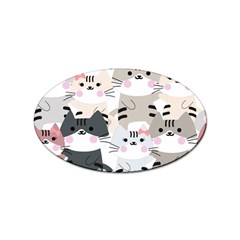 Cute Cat Couple Seamless Pattern Cartoon Sticker (oval) by Semog4