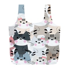 Cute Cat Couple Seamless Pattern Cartoon Full Print Recycle Bag (l) by Semog4