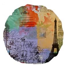 Scrapbook Paris Vintage France Large 18  Premium Round Cushions by Salman4z