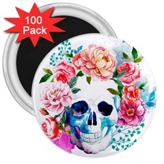 Day Of The Dead Skull Art 3  Magnets (100 Pack)