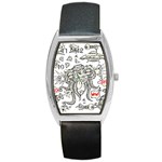 Drawing Clip Art Hand Painted Abstract Creative Space Squid Radio Barrel Style Metal Watch Front