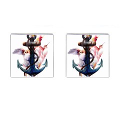 Anchor Watercolor Painting Tattoo Art Anchors And Birds Cufflinks (square) by Salman4z