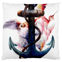 Anchor Watercolor Painting Tattoo Art Anchors And Birds Large Cushion Case (two Sides) by Salman4z