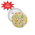 Nature Doodle Art Trees Birds Owl Children Pattern Multi Colored 1.75  Buttons (10 pack) Front