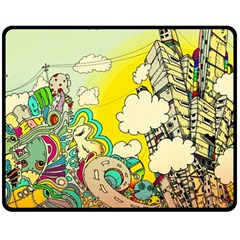 Doodle Wallpaper Artistic Surreal Two Sides Fleece Blanket (medium) by Salman4z