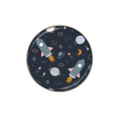 Space Background Illustration With Stars And Rocket Seamless Vector Pattern Hat Clip Ball Marker by Salman4z