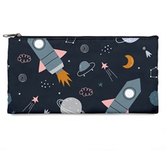 Space Background Illustration With Stars And Rocket Seamless Vector Pattern Pencil Case by Salman4z