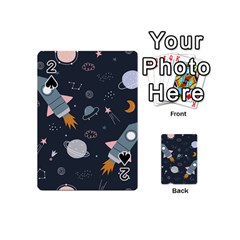 Space Background Illustration With Stars And Rocket Seamless Vector Pattern Playing Cards 54 Designs (mini) by Salman4z