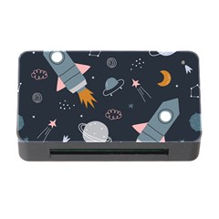 Space Background Illustration With Stars And Rocket Seamless Vector Pattern Memory Card Reader With Cf by Salman4z