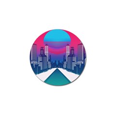 Retro Cityscape Artist Artwork Digital Art Golf Ball Marker by Salman4z