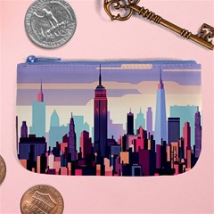 New York Skyline Cityscape Nyc New York City Landmark Large Coin Purse by Jancukart