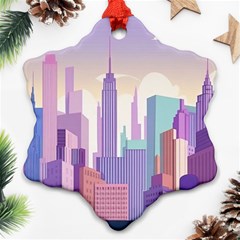 New York Skyline Cityscape Nyc New York City Snowflake Ornament (two Sides)