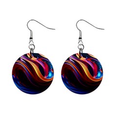 Waves Splash Liquid Paint Wall Mini Button Earrings