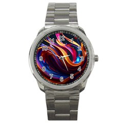 Waves Splash Liquid Paint Wall Sport Metal Watch